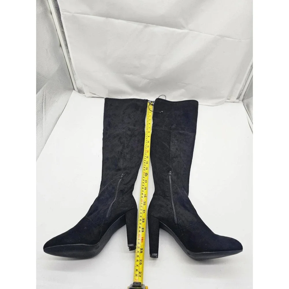 Charlotte Russe Over the Knee Boots Women Size 8 Black t Faux Suede Heel